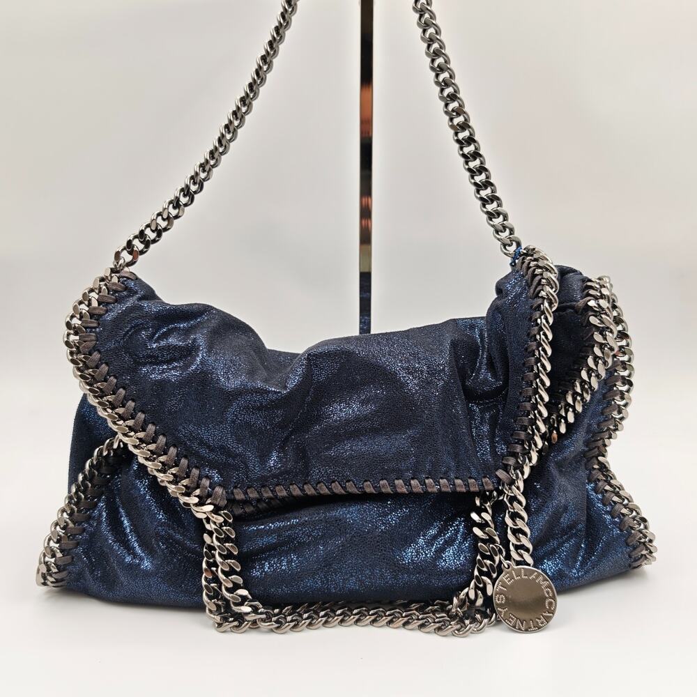 Stella McCartney Falabella Metallic Faux Suede Chain Tote Bag - Picture 2 of 12